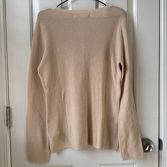 One Grey Day Los Angeles Sterling Henley long sleeve knit sweater Tan Neutral - Picture 4 of 5